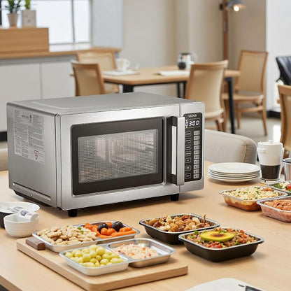 VEVOR Commercial Microwave Oven, 0.9 Cu Ft, 1000W Digital Stainless Steel Countertop Microwave Oven with Touchscreen, 10 Cooking Presets, 5 Power Levels, Multi-Lock Door & Easy Clean for Restaurants | Digital Microwave with Touchscreen,0.9 Cu Ft,10 Coo...