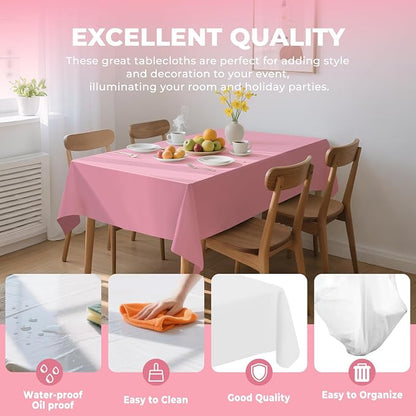 54 Inch X 300 Feet Plastic Table Cover Roll Premium Disposable Plastic Tablecloth for All Type/Shape Tables | Picnic, Party, Banquet, Birthdays, Weddings (Pink, 54 Inch X 300 Feet)