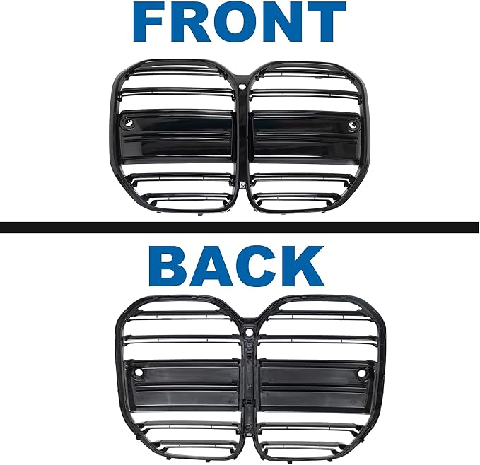 G22 Grille - Front Kidney Grille Double Slats Glossy Black Compatible with BMW 4 Series G22/G23 2021 2022 2023 2024 430i M440i ABS Gloss Black Kidney Grill