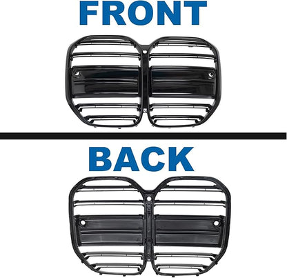 G22 Grille - Front Kidney Grille Double Slats Glossy Black Compatible with BMW 4 Series G22/G23 2021 2022 2023 2024 430i M440i ABS Gloss Black Kidney Grill