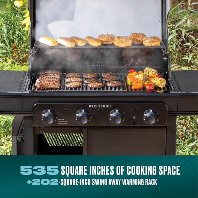 Charbroil Pro Series with Amplifire Infrared Technology 4-Burner Propane Gas Grill Cabinet with Side Burner, Black - 463281024