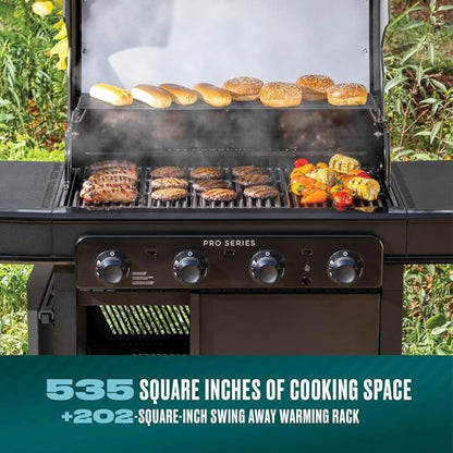 Charbroil Pro Series with Amplifire Infrared Technology 4-Burner Propane Gas Grill Cabinet with Side Burner, Black - 463281024