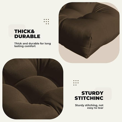 DANGHOOGY Wicker Chair Cushions, Waterproof Outdoor Loveseat Cushions for Patio Furniture, Tufted Wicker Furniture Cushions, 1 Loveseat and 2 U-Shaped Cushions, Brown