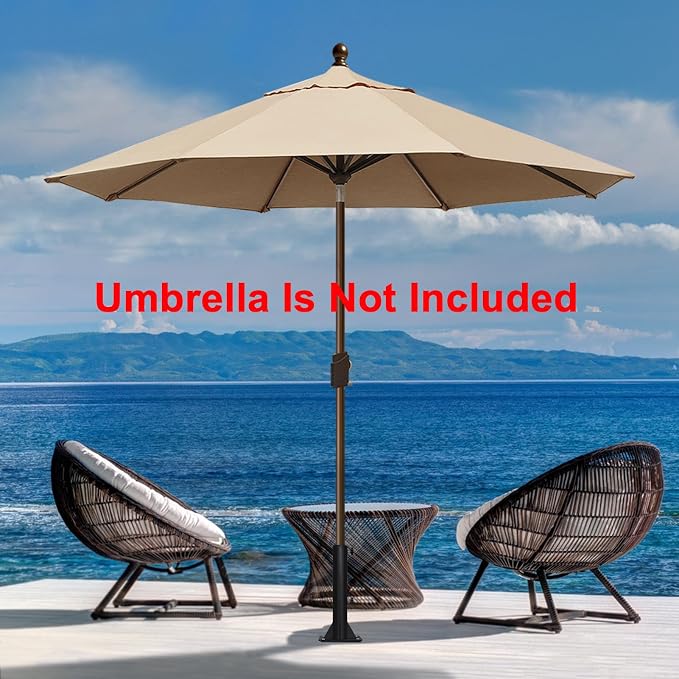 EliteShade USA Windproof Patio Umbrella Mount Stand, Heavy Duty Fixed Metal Umbrella Base for Concrete, Wood Deck, Boat Dock, Rust-Free Outdoor Parasol Holder for Backyard, Fits 1.5" to 1.9" Poles