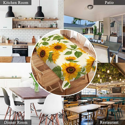 Swono Sunflowers Yellow Table Cover Beautiful Garden Sunflower 50x72 Inch Table Cloth for Rectangle Tables Buffet Tablecloth Parties Coffee BBQ Kitchen Dinning Picnic