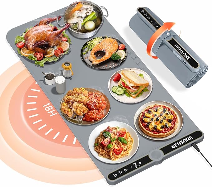 Warming Mat for Food, Extra Large 31.5'' x 15'', 450W Electric Food Warmers for Parties Buffet, Portable Warming Tray with 9 Levels Temperature Setting, 8s Fast Heat up