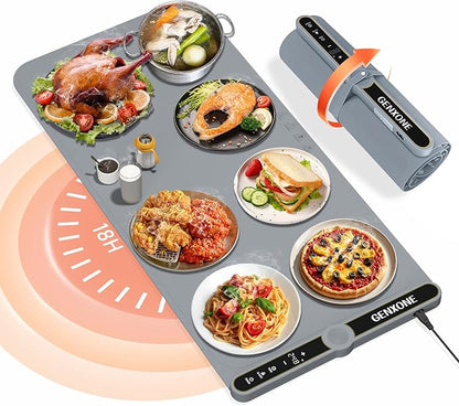 Warming Mat for Food, Extra Large 31.5'' x 15'', 450W Electric Food Warmers for Parties Buffet, Portable Warming Tray with 9 Levels Temperature Setting, 8s Fast Heat up