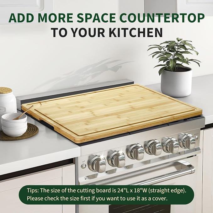 Garvee Extra Large Bamboo Cutting Board 24"x18", XL Chopping Board for Kitchen with Juice Groove & Handles, Butcher Block Serving Tray for Meat, Cheese, Veggies