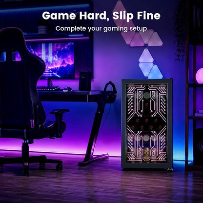 Electactic 3.2 Cu.Ft Compact Gaming Beverage Cooler | Light Up Glass Door, Digital Temp Control, Adjustable Shelves for Wine Beer Soda