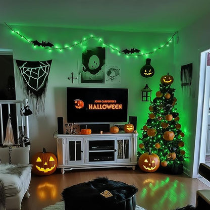 JMEXSUSS 200 LED Halloween Lights Outdoor, 66ft Green String Lights Plug in | Connectable, 8 Modes, Waterproof Green Lights for Halloween Outside Indoor Tree Patio Garden Yard Fence Rail Christmas Decor