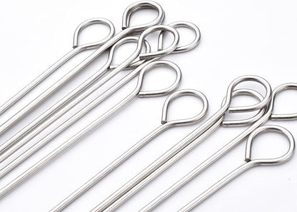 12 Inch Long Metal BBQ Kabob, Stainless Steel Skewers Shish Kebab Skewers 30 Pack (12Inch BBQ Skewers-30p)