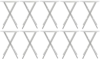 BTEXPERT White 2.63 Foot 32in Round Plastic Bar Height Folding Cocktail Table 330lb Weight Capacity Commercial Portable Banquet Dining Wedding Party Standing Event Indoor Outdoor Thick Top Set of 10