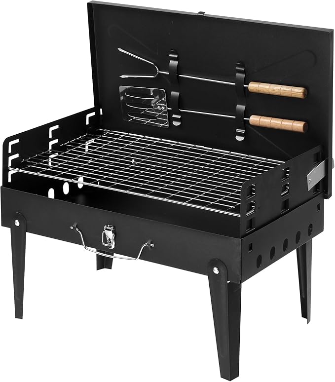 Charcoal Grills, Portable Charcoal Grill Barbecue Grill, Small Folding Grill for Outdoor Cooking Camping Beach Traveling Picnic Backyard 44x27x22 cm(L x W x H)