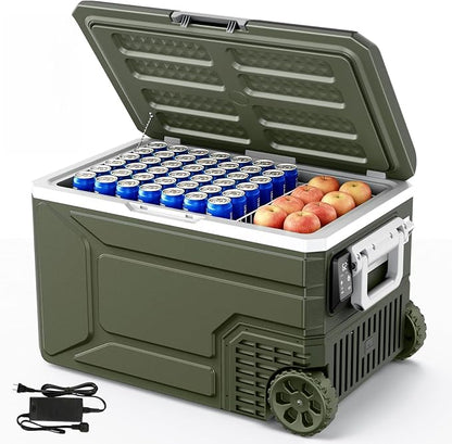 Antarctic Star 12 Volt Refrigerator,68QT(64L)Electric Cooler Compressor, -4℉~68℉ Portable Refrigerator,Car Fridge 12/24V DC 100-240V AC Portable Freezer with Wheels&2 Baskets for Camping,RV,Car,GREEN | 64L Car Fridge Compressor,Plug in Coolers for Vehi...