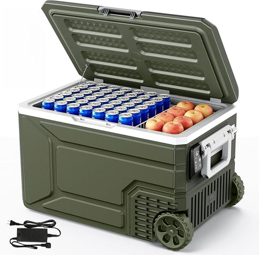 Antarctic Star 12 Volt Refrigerator,68QT(64L)Electric Cooler Compressor, -4℉~68℉ Portable Refrigerator,Car Fridge 12/24V DC 100-240V AC Portable Freezer with Wheels&2 Baskets for Camping,RV,Car,GREEN | 64L Car Fridge Compressor,Plug in Coolers for Vehi...