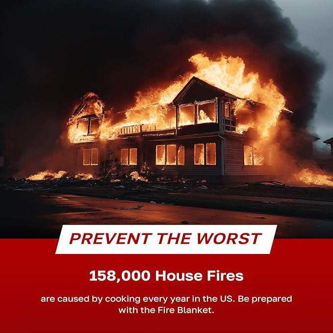 Signature Series Fire Blanket, Flame Suppression Fiberglass Blanket for Home & Kitchen Safety | Ultimate Fire Protection Blankets That Never Expire