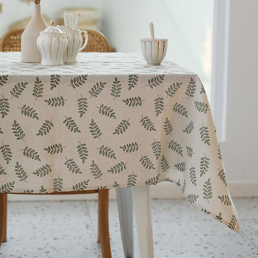 YiHomer Pastoral Rectangle Tablecloth - 60 x 84 Inch Table Cloth - Washable Table Cover with Dust-Proof Wrinkle Resistant for Restaurant, Picnic, Bistro, Indoor and Outdoor Dining, Green Leaf