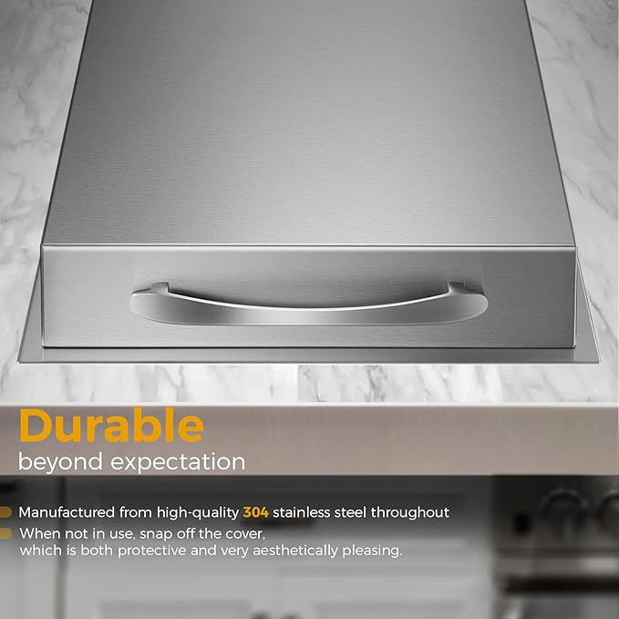 Outdoor Grill Drop-in Gas Single Side Grill Burner, 304 Stainless Steel, Natural Gas Built-in Side Burner