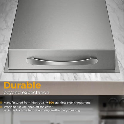 Outdoor Grill Drop-in Gas Single Side Grill Burner, 304 Stainless Steel, Built-in Side Burner for Propane Gas
