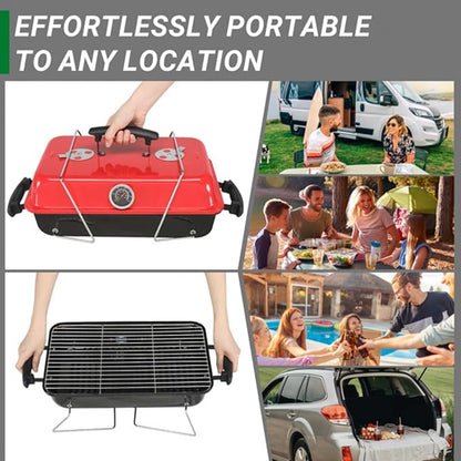 Portable Charcoal Grills, Outdoor Small Barbecue Grill with Lid, BBQ Grill Set, Tabletap Smoker Grill for Cooking Backyard Camping Picnic Garden Party