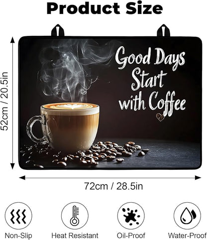 Heat-Resistant Glass Stove Top Cover with Anti-Slip Rubber Coating – Electric Stove Protector, Scratch-Resistant, Expands Counter Space, Stylish Kitchen Decor (Cafe)