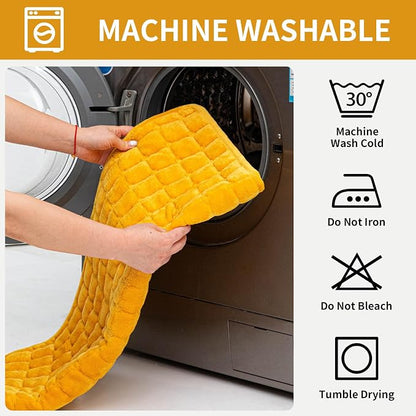 Velvet Couch Cover, Plush Sectional Sofa Cover Washable, Anti Slip Sofa Slipcover for 2-3 Cushion Sofas, Furniture Protector Covers for Pets & Kids(1PC,Mustard Yellow,36"×71")