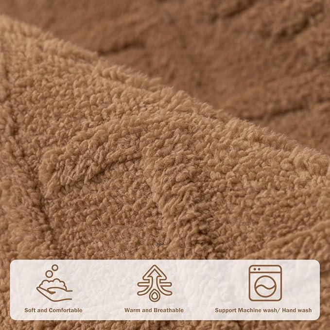 vctops Geometric Jacquard Plush Sofa Couch Covers Farmhouse Neutral Non Slip Sectional Couch Cover Soft Warm Sofa Slipcover for Dogs, Children, Pets Furniture Protector (Coffee,43"x43")