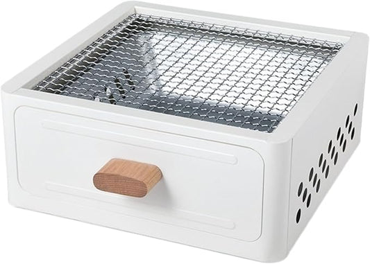 Barbecue Stove Barbecue Grill Tools BBQ Grill Charcoal Grill Square Tabletop Portable Lightweight or Camping Backyard Picnic Beach Trips (Pearl white,A1)