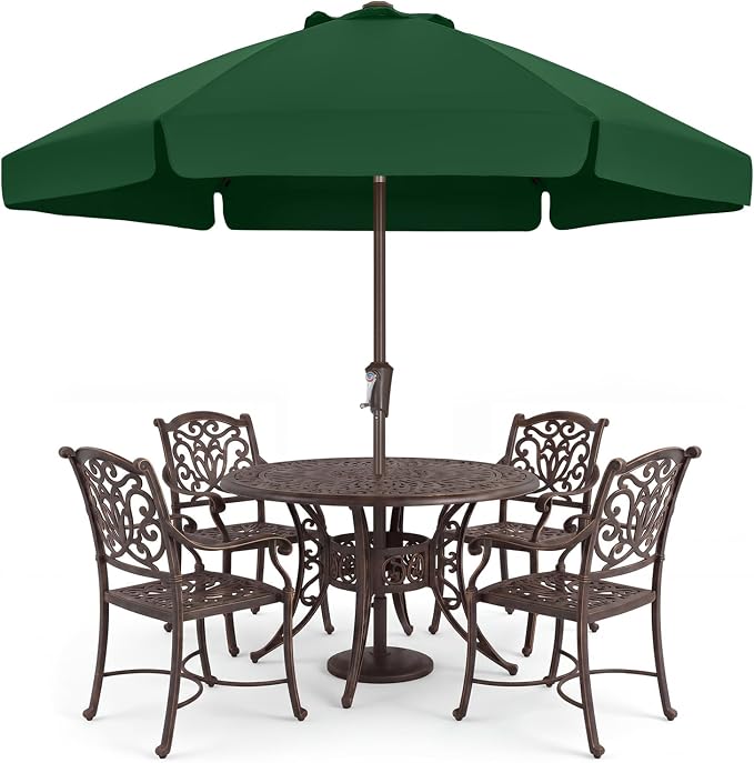 ABCCANOPY 7.5FT Scalloped Patio Umbrella Table Market Umbrella, Green | Durable 6 Sturdy Fiberglass Ribs, Push Button Tilt and Crank, UV Protection Waterproof Outdoor Umbrella, Valance Style