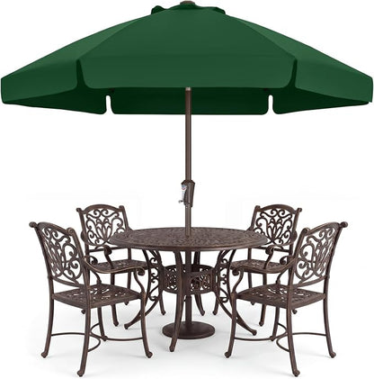 ABCCANOPY 7.5FT Scalloped Patio Umbrella Table Market Umbrella, Green | Durable 6 Sturdy Fiberglass Ribs, Push Button Tilt and Crank, UV Protection Waterproof Outdoor Umbrella, Valance Style