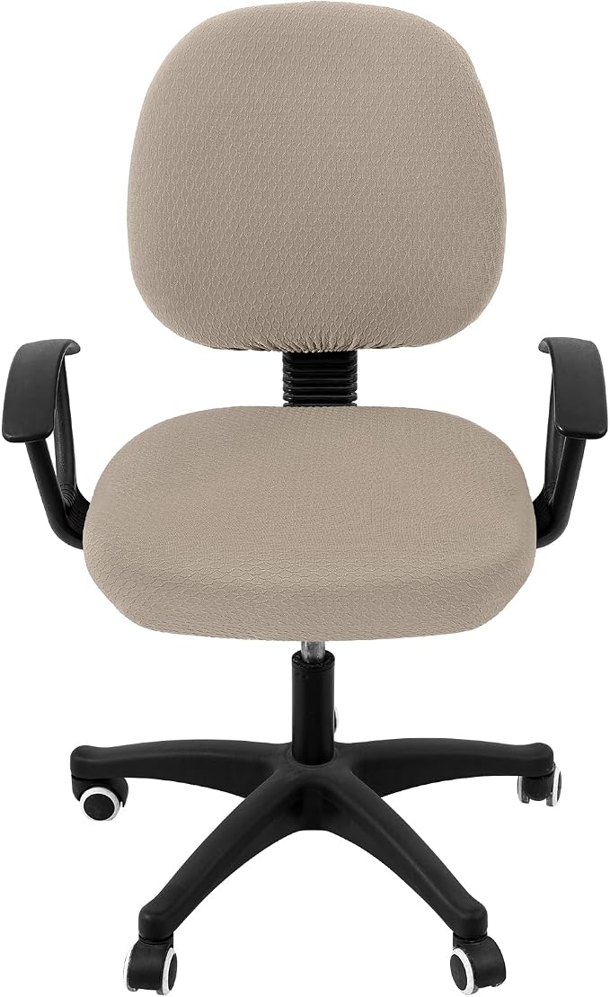 Smiry Office Computer Chair Covers for Desk Rotating Chair Protector | Stretch Jacquard Removable Washable Universal Slipcovers, Seat + Backrest Cover, Taupe