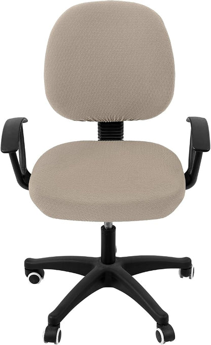 Smiry Office Computer Chair Covers for Desk Rotating Chair Protector | Stretch Jacquard Removable Washable Universal Slipcovers, Seat + Backrest Cover, Taupe