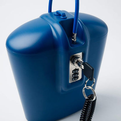 SAFEGO Portable Indoor/Outdoor Lock Box Safe with Key and Combination Access (Blue)
