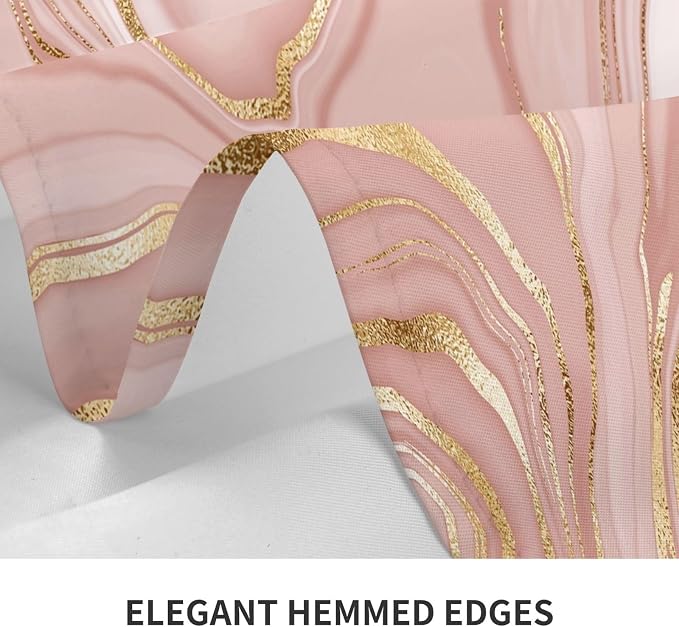 Pink Golden Marble Tablecloth for Dining Room Kitchen 54"x72" | Birthday Party Decorations, Rose Pink Modern Table Cover Waterproof Rectangular