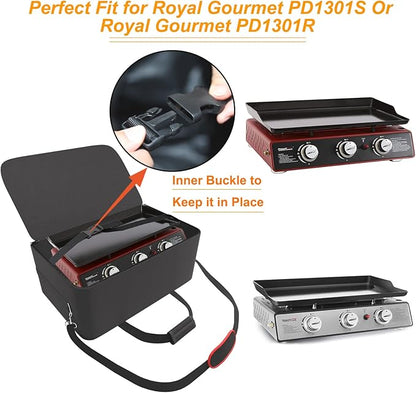 Portable Grill Carry Bag Compatible with Royal Gourmet PD1301R,Fit for Royal Gourmet PD1301S Portable 24-Inch 3-Burner Table Top Gas Grill Griddle with Cover