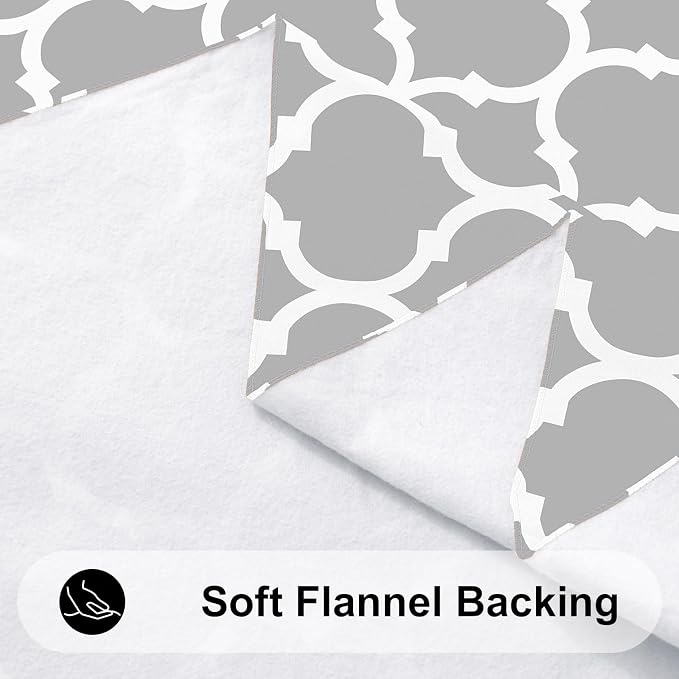 Smiry Rectangle Tablecloth, Waterproof Vinyl Tablecloths with Flannel Backing for Rectangle Tables, Wipeable Spillproof Plastic Tablecloth for Dining, Camping, Indoor and Outdoor (60"x84", Light Grey)