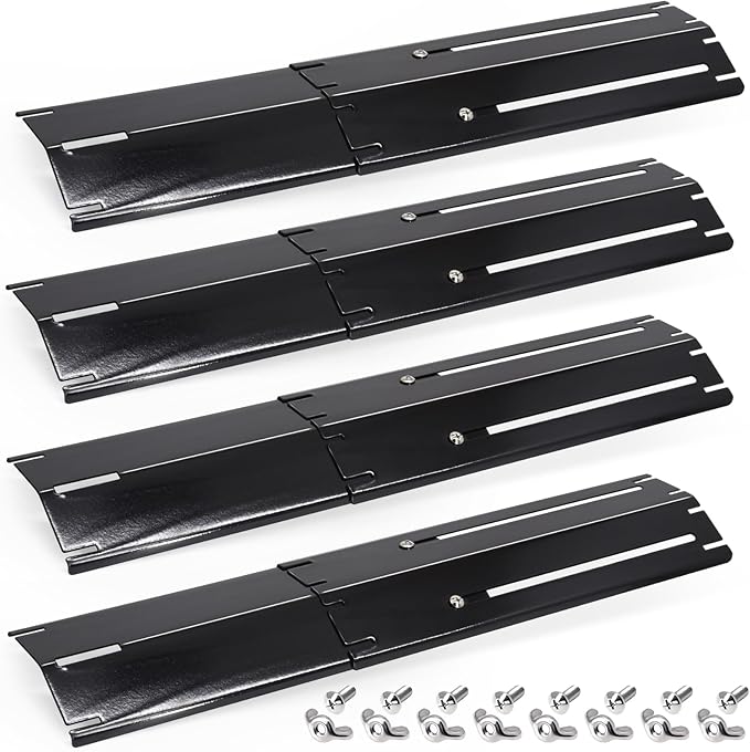Adjustable Grill Heat Plates For Nexgrill, Dyna Glo, Charbroil, Brinkmann Grill Replacement Parts, Universal Heat Shields, Heat Tents, Burner Covers, Grill Guard, Heat Deflector, Heat Diffuser 4 Pack.