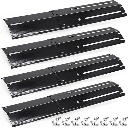 Adjustable Grill Heat Plates For Nexgrill, Dyna Glo, Charbroil, Brinkmann Grill Replacement Parts, Universal Heat Shields, Heat Tents, Burner Covers, Grill Guard, Heat Deflector, Heat Diffuser 4 Pack.