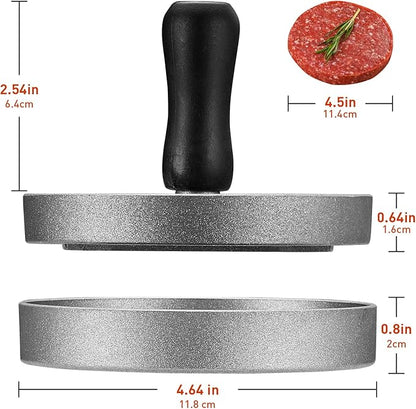 Burger Press Patty Maker Non-Stick Aluminum Hamburger Mold with 100 Free Patty Papers, for Beef Veggie Burger BBQ Barbecue Grill Dishwasher Safe, BPA Free