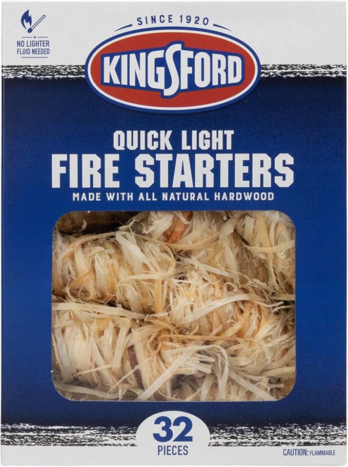 Kingsford Original Charcoal Briquettes, 16 Pounds (Package May Vary) with Kingsford Quick Light Fire Starters, 32 Count Fire Starter Rolls