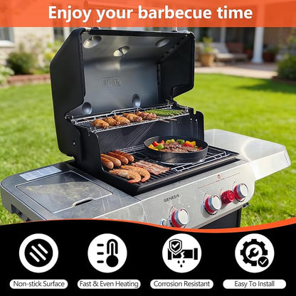 QuliMetal Grill Griddle for Weber Genesis 300 & 400 Series, Cast‑Iron Griddle Replacement Parts for Genesis E/S325, Genesis E/S335, Genesis E425, Genesis E435 Gas Grills, 14.96" x 13.14” x 2.1"