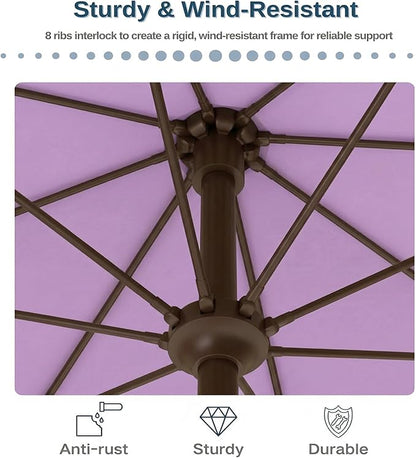 PatioKingdom 10FT Patio Umbrella with Push Button Tilt and Crank, Outdoor Market Umbrella with 8 Fiberglass Ribs, UV Protection Table Umbrella for Pool,Backyard,Garden,Deck