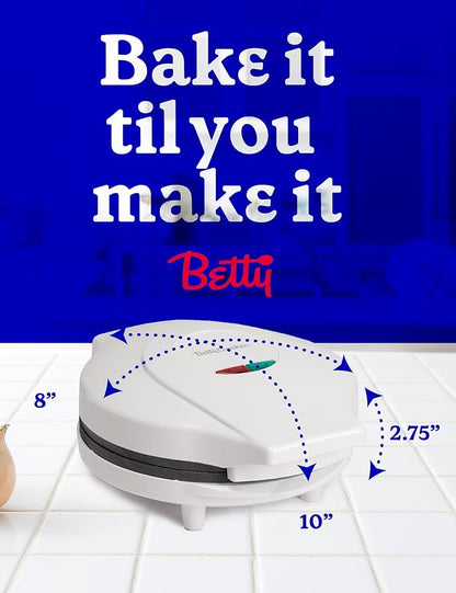 Betty Crocker 8" Travel Pizza Maker Plus, Indoor Electric Grill With Insulated Travel Bag, Nonstick Pan for Pizzas, Quesadillas, Nachos and more, Pizza Machine for Delicious Meals and Snacks, White