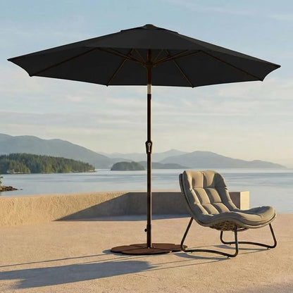 Kingdura 10FT Outdoor Patio Umbrella, Round Market Table Umbrella with Push‑Button Tilt and Crank Lift, 8 Sturdy Metal Ribs, UV50+ Protection Canopy for Backyard, Lawn, Deck, Poolside, Garden (Black)