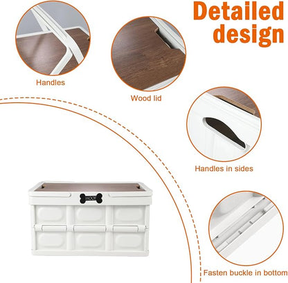 Morezi Outdoor dog toy bin chew proof box storage in plastic foldable designed dog stuff organizer great for pet food organizing toys leashes clothing in outside cream