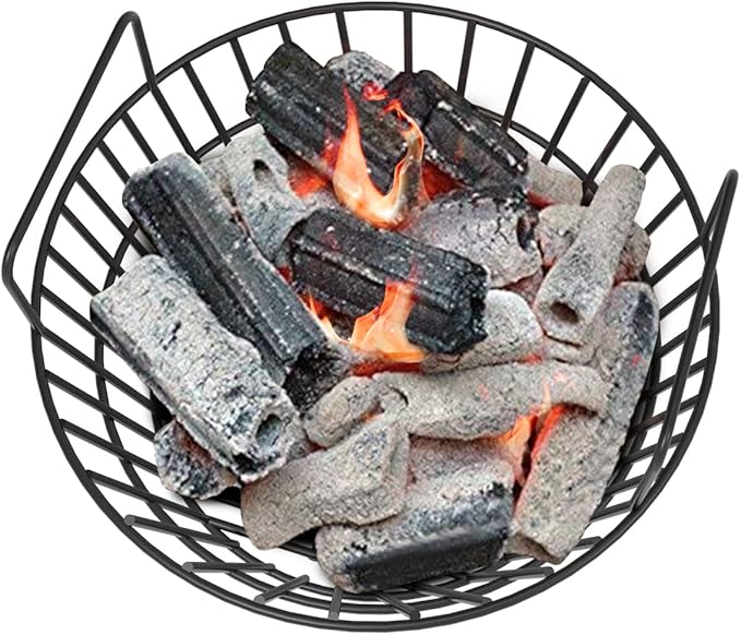 Charcoal Ash Basket for Large Big Green Egg Grill, Heavy Duty Porcelain Steel Fire Basket also Fits Kamado Joe Classic, Compatible with Pit Boss, for Louisiana Grills, for Primo Kamado Grill, Fits Large Grill Dome