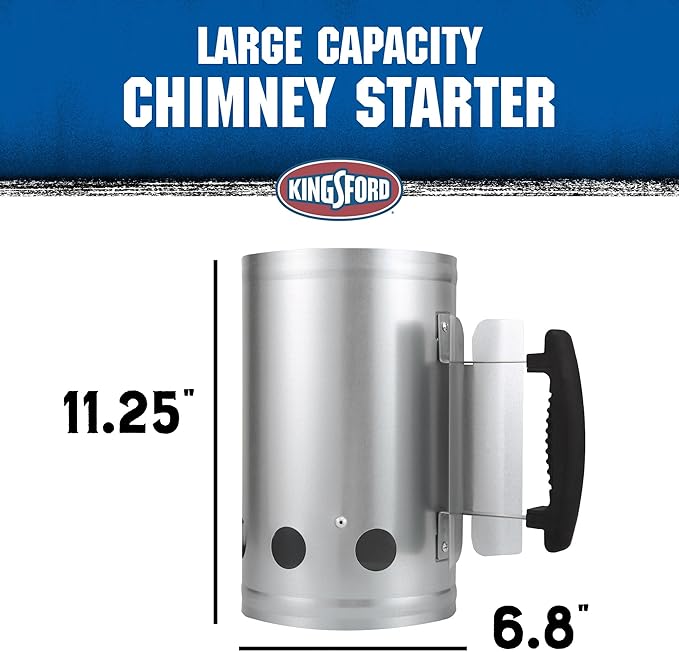 Kingsford Heavy Duty Deluxe Charcoal Chimney Starter, Large Capacity, Heat Shield, Stay-Cool Handle, Vented Airflow Design, BBQ Fire Starter, 6 Pack