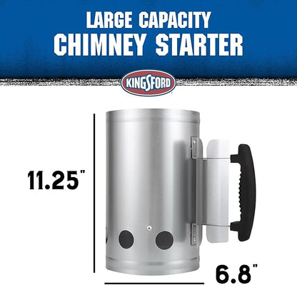 Kingsford Heavy Duty Deluxe Charcoal Chimney Starter, Large Capacity, Heat Shield, Stay-Cool Handle, Vented Airflow Design, BBQ Fire Starter, 6 Pack