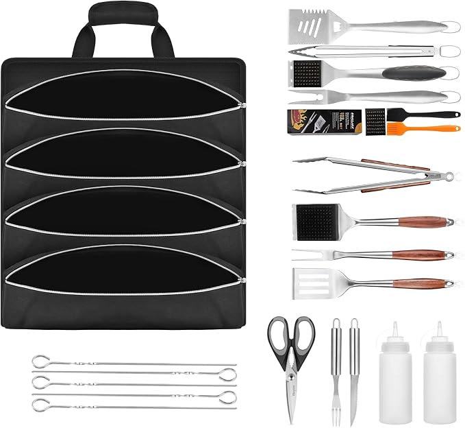 Grill Tool Accessory Storage Bag Roll Up, BBQ Tools Carry Orangizer Case for Grilling Utensil, Large Oxford Cloth Griddle Classifiable Holder for Outdoor Camping Barbecue Hiking Picnic Trip(Box Only)
