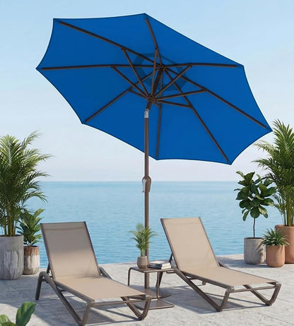 10FT Patio Umbrella, Outdoor Umbrella with Push Button Tilt and Crank, 8 Sturdy Ribs, UV Protection & Waterproof Market Umbrella for Pool, Backyard, Beach,Deck